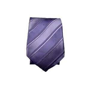 XMI Platinum Silk Tie Mens Purple Lavender Striped Handmade USA Wedding Business